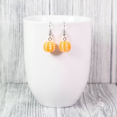 Ohrringe Ohrhänger Clementine Mandarine Orange Herz Geschenk Geschenkidee Niedlich Cute Kawaii Niedlich Ohrhaken