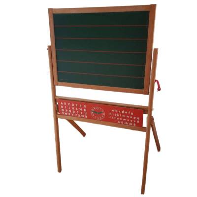 Vintage Kinderschultafel aus Holz – Drehtafel, Standtafel, 80er Jahre, Kreideablage