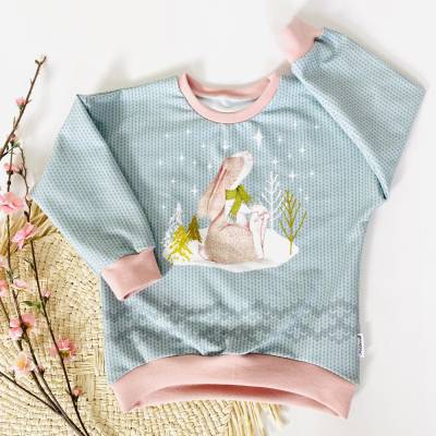 Oversized Pulli Größe 104 Winterhase Mädchen mint