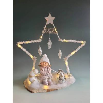 Weihnachtsstern mit Mädchen in rose/silber , Sofortkauf, Geschenk, Weihnachten,Deko,UNIKAT