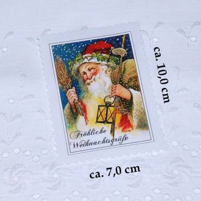 Patch Stoffbild Aufnäher Applikation Santa Claus Grüße vom Weihnachtsmann Christmas