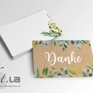 50 Stück Mini-Dankekarten Eukalyptus Kraftpapier-Look