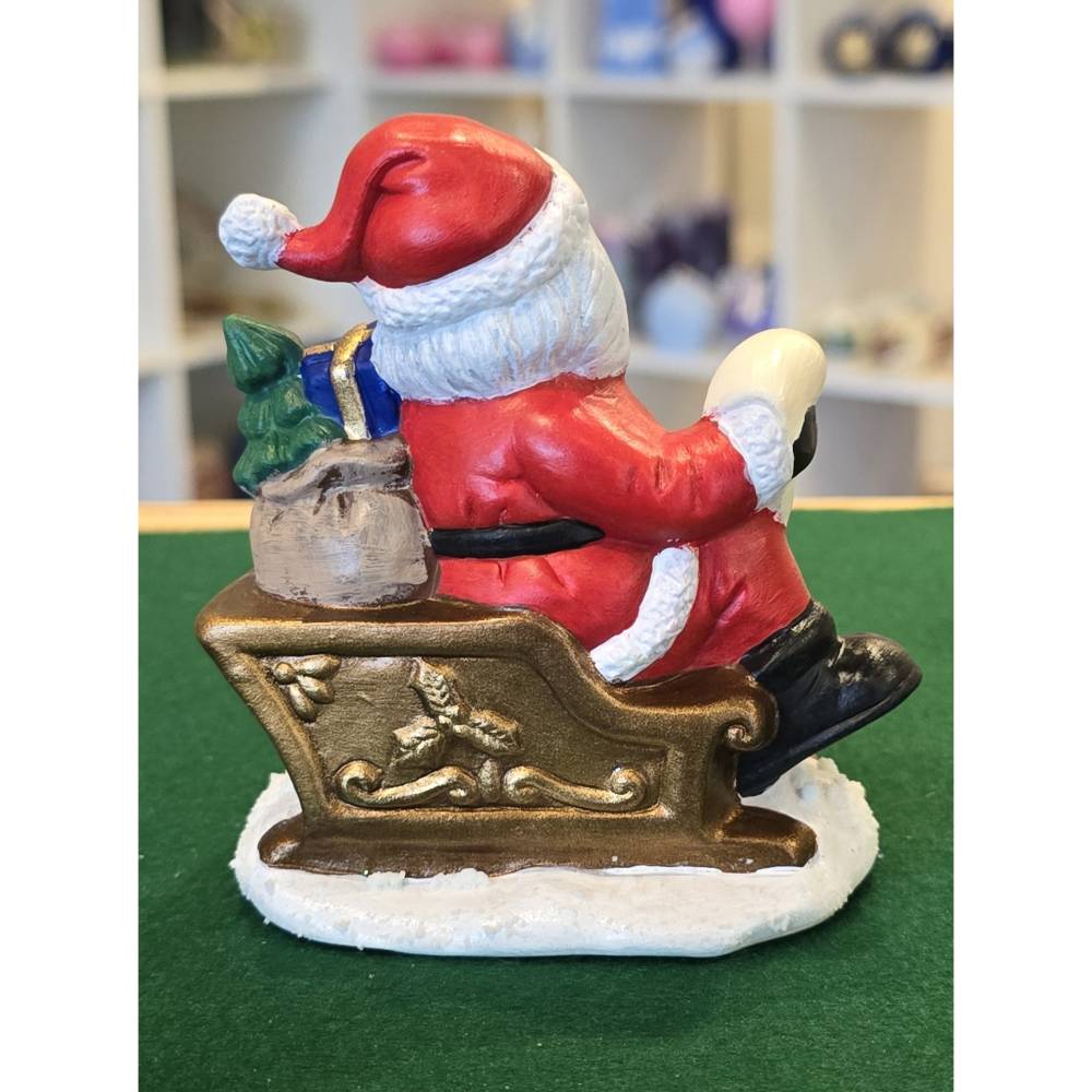 Weihnachtsmann auf Schlitten - Keramik - Weihnachtsdekoration