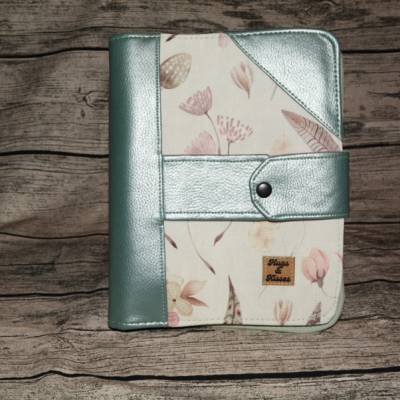 Ringbuch-Ringbuchplaner-Kalender-Notizbuch-Tagebuch-Rezepte- Ringbuchcover Lotte A5.metallic-mint-Feder-Geschenkidee