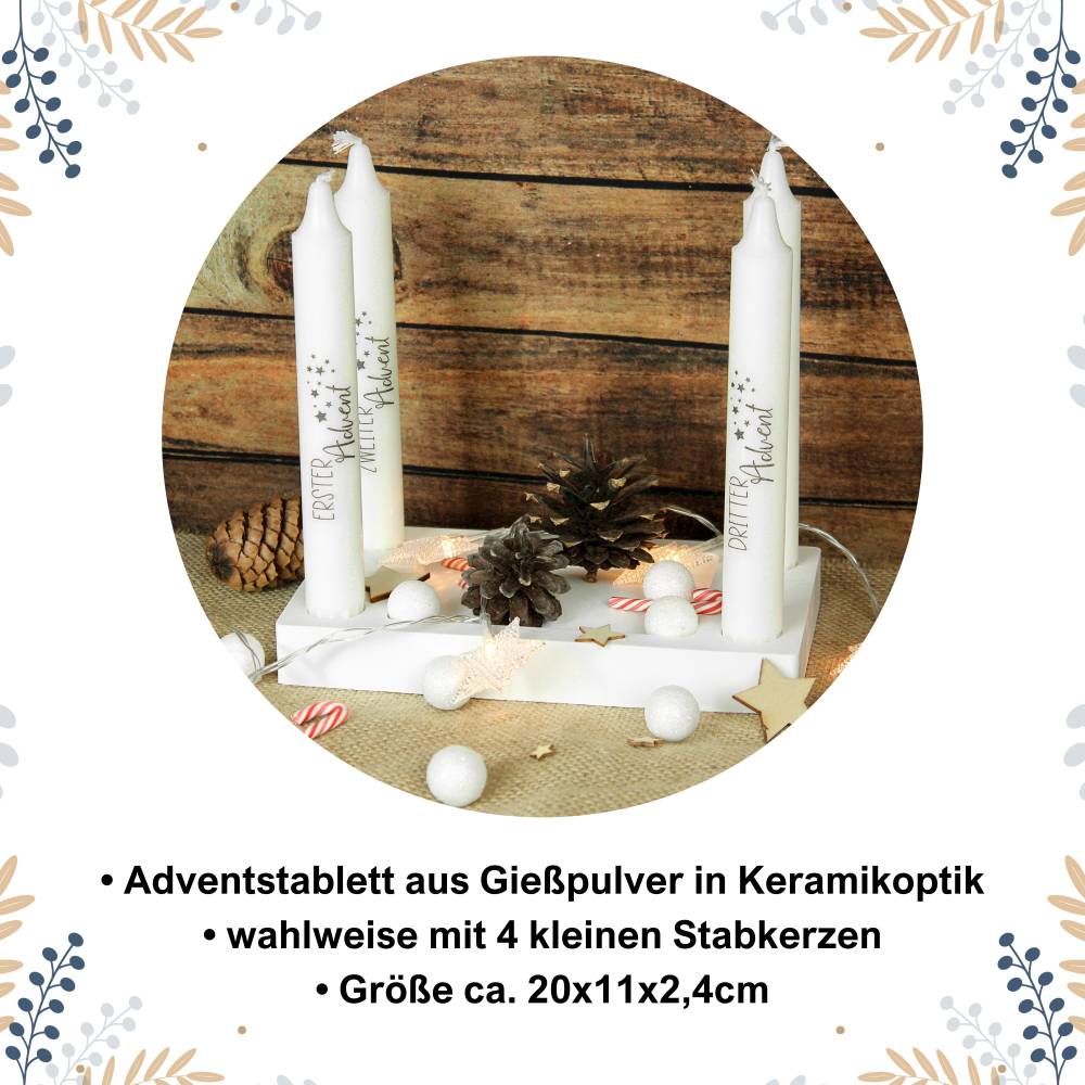 Adventskranz Tablett aus Gießpulver