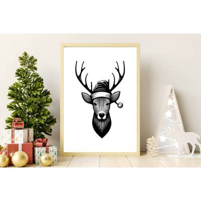 Poster RENTIER Weihnachtsmütze Weihnachtsgeschenk Merry Christmas Frohe Weihnachten Geschenk Familie Weihnachtsdeko