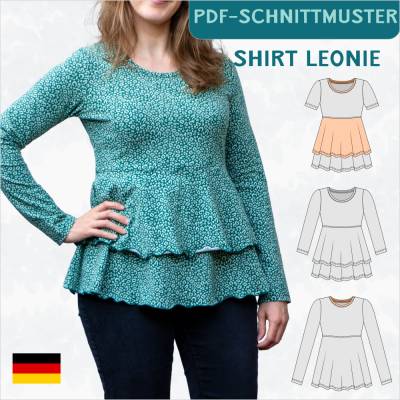 Schnittmuster „Leonie“ – Jerseyshirt mit Empire-Teilung, Größen 34-50, PDF eBook