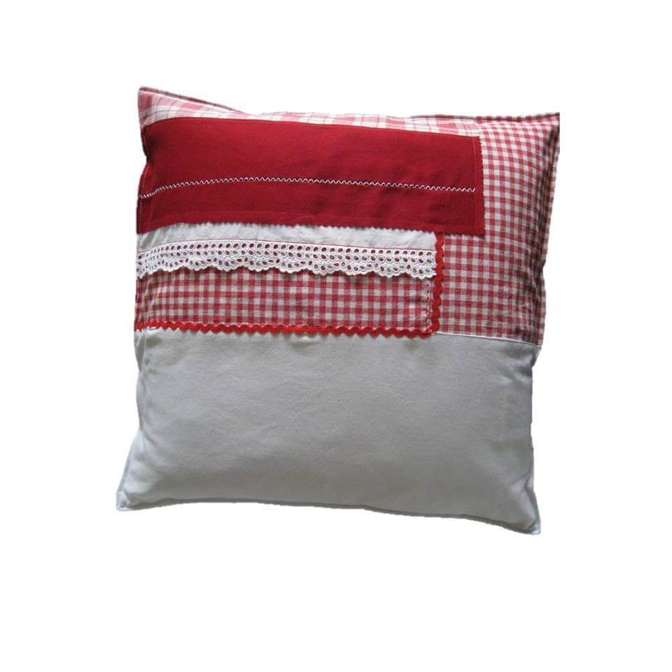 Landhaus Kissenhülle 40x40 cm – Patchwork Vintage Unikat aus Upcycling Baumwolle