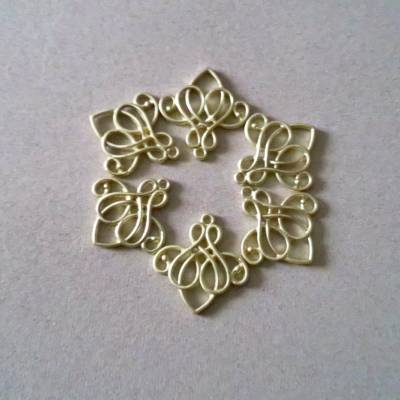 6 filigrane Verbinder viktorianisch, orientalisch Mattgold 26x24 mm