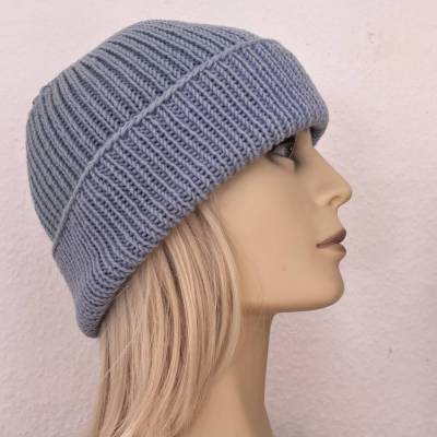 VERSANDFERTIG! UNISEX BASIC Mütze HELLBLAU handgestrickt Hipster Beanie von zimtblüte