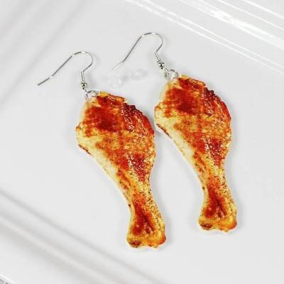 Ohrringe Hähnchen Broiler Imbiss Fingerfood Streetfood Snack Snacks Oktoberfest Kawaii Ohrhänger Ohrhaken 