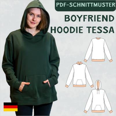 Schnittmuster „Tessa“ – Oversized Hoodie & Pullover, Größen 34-50, PDF eBook