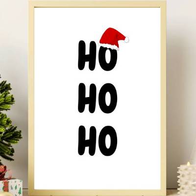 Poster HOHOHO Weihnachtsmütze Weihnachtsgeschenk Merry Christmas Frohe Weihnachten Geschenk Familie Weihnachtsdeko