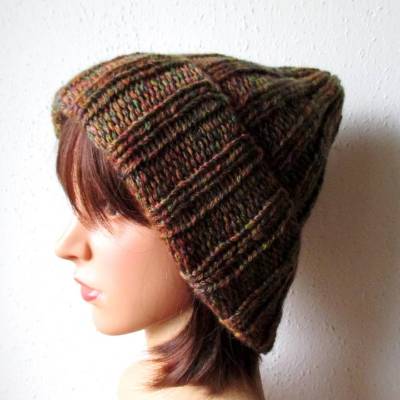 Warme Strickmütze, variabel tragbar, Mütze aus extrafeiner Merinowolle, Beanie, Hipstermütze, handgestrickt