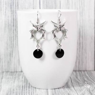 Ohrringe Ohrhänger Darkling Heart Darkness Gothic Black Drache Draken Geschenk Geschenkidee Ohrhaken