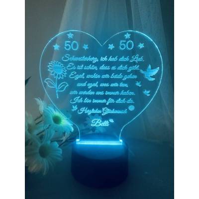 Persönliches Geschenk zum  Geburtstag - Happy Birthday mit LED Beleuchtung und Zahl personalisiert