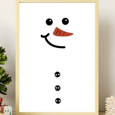 Poster Schneemann | Frohe Weihnachten Wandkunst | Merry Christmas Geschenk für Familie & Freunde | Weihnachtsdeko 2024
