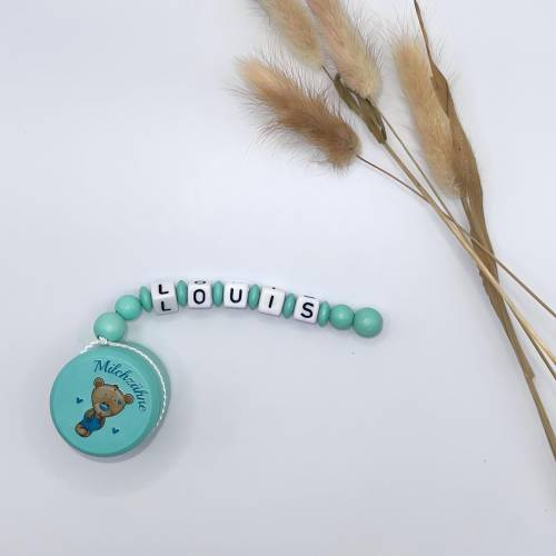Milchzahndose, Milchzähnchen Bär, Milchzahndose mit Name, Milchzähne, Bunt, Türkis, Mint, Bärchen