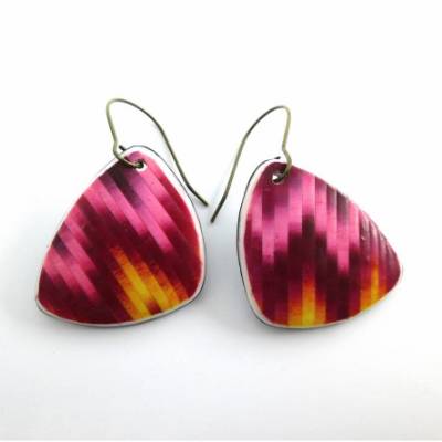 Lange Handgefertigte Ohrringe mit Farbverlauf, Rot-Gelb-Ohrringe aus Polymer Clay, Geschenk