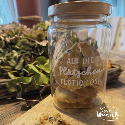 Adventskalender/ Vorratsglas Holzdeckel | Weihnachten | Keksglas |  | Plott | 1270ml | Geschenk zu Weihnachten | Glas |
