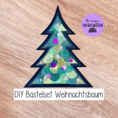 Bastelset Fensterbild Weihnachtsbaum DIY für Kinder Weihnachten Geschenk Winter Bastelkit Seidenpapier Basteln im Advent