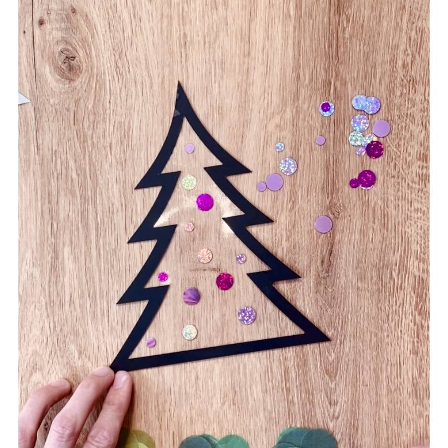 Bastelset Fensterbild Weihnachtsbaum DIY für Kinder Weihnachten Geschenk Winter Bastelkit Seidenpapier Basteln im Advent