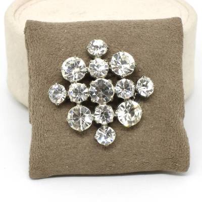 Vintage Brosche Silberfarbe Strass Steine durchsichtig Glitzersteine Funkelnd Damenbrosche Hochzeit