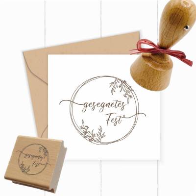 Weihnachts-STEMPEL "gesegnetes Fest" 4 - 10 cm | Holzklötzchen | für deine kreativen Karten, Geschenke, Briefe