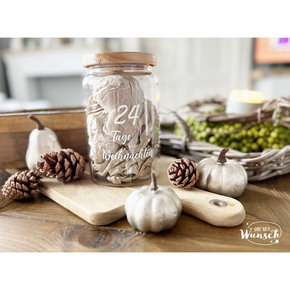 Adventskalender/ Vorratsglas Holzdeckel | Weihnachten | Keksglas | | Plott | 1270ml | Geschenk zu Weihnachten