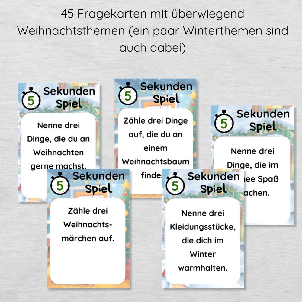 5 Sekunden Weihnachten Spiel für Kinder zum Ausdrucken, schöne Spielidee zum Weihnachtsfest Bild 3