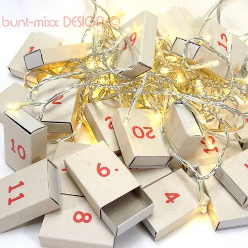 Adventskalender Schachteln zum Befüllen, Kraftpapier Zahlen rot handmade BuntMixxDESIGN ©