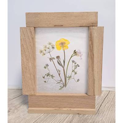 Pflanzenbild Windlicht aus Klötzchen – Echte gepresste Blumen & Blätter, Unikat, Dekoration