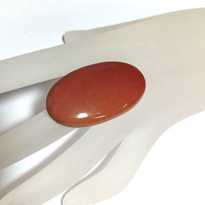 Statementring Mookait groß 46 x 26 mm in Terracotta Camel – Unisex Naturschmuck oval, verstellbar