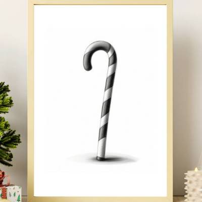 Poster ZUCKERSTANGE Weihnachtsmann hohoho Weihnachtsgeschenk Frohe Weihnachten Geschenk Familie Weihnachtsdeko Wandkunst