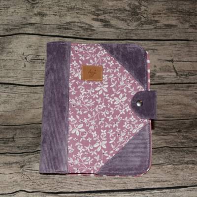 Ringbuch-Ringbuchplaner-Kalender-Notizbuch-Tagebuch-Rezepte- Ringbuchcover Lotte A5-Cord-lila-Blüten-beere-Geschenkidee