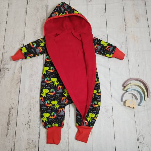 Gr. 92, Overall aus Softshell, Drachen, gefüttert, rot