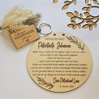 Geschenk Patentante Taufe - personalisiertes Holzschild für die Patentante - Geschenk Patentante - Taufgeschenk Patin
