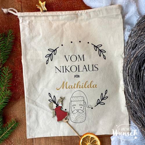 Personalisiertes Weihnachtssäckchen mit Name, Nikolaussack, Geschenktasche, Geschenk zum Nikolaus, Weihnachten, Nikolaus