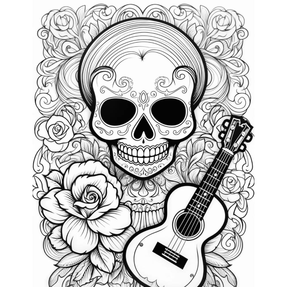 212 Dia De Los Muertos Malbuch Schädel und Frauen zum ausdrucken PDF digital Bild 6