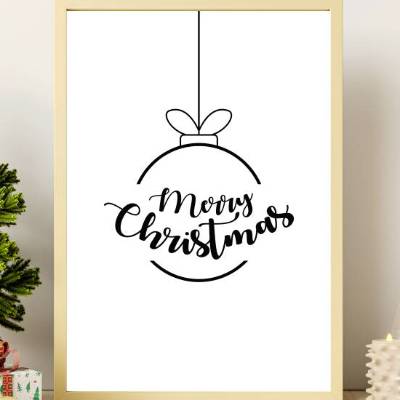 Poster KUGEL MERRY CHRISTMAS Weihnachtsgeschenk Frohe Weihnachten Geschenk Familie Weihnachtsdeko Weihnachtliche Advent