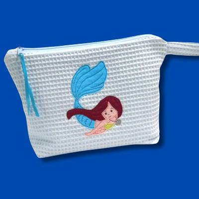 Kulturbeutel für Mädchen maritime Kulturtasche personalisierbare Kosmetiktasche mit Meerjungfrau Waschtasche Kinder