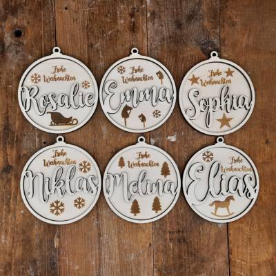 Geschenkanhänger Weihnachtsbaumschmuck aus Holz personalisiert – Deko & Geschenkidee