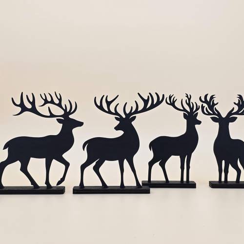 3D Holz Hirsch Rentier Reh schwarz minimalistische Wohndeko moderne Weihnachtsdeko Design Silhouette Skandinavisch