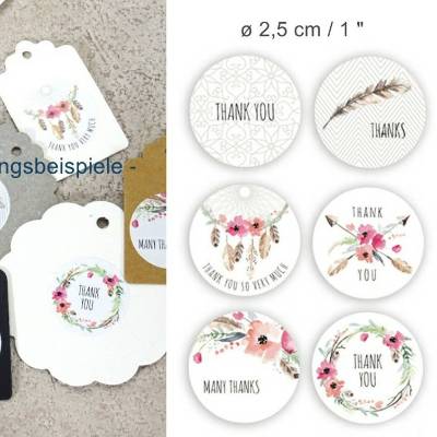 Sticker thank you Danke Aufkleber 25mm small business supplies boho Blüten romantisch rosa, Geschenk verpacken
