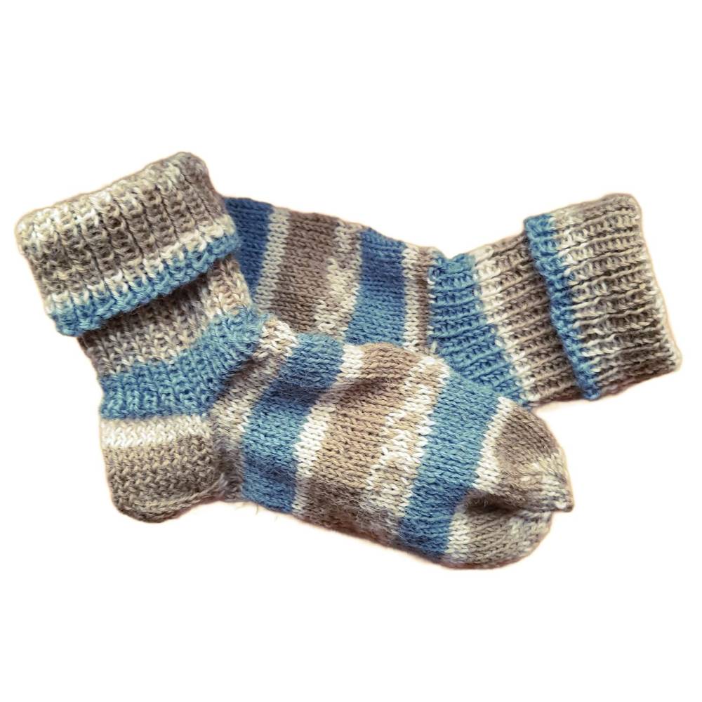 Handgestrickte Kindersöckchen Größe 26/27 – Unisex, warme Socken mit Fadenverlauf Bild 2