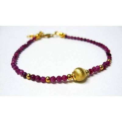 Armband Rubin facettiert & vergoldetes 925er Silber – Handgefertigtes Unikat Damen Schmuck