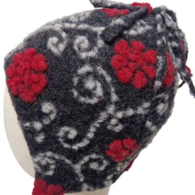 Handgemachte Bommel-Mütze aus Wollwalk mit Dreieckstuch – Kuscheliges Winter-Set für Mädchen, Kopfumfang 52+cm