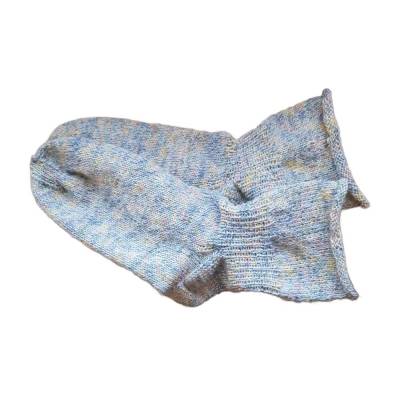 Handgestrickte Wollsocken 38/39 Alpine – Unisex Yogasocken, Lieblingssocken, colorit hellblau gelb