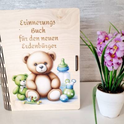 Erinnerungsbuch „Für den neuen Erdenbürger“ – Personalisiertes Geschenk zur Geburt