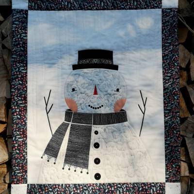 Wandbehang Schneemann aus Baumwolle – Gequiltet, Marrymaking Moda, 51x63cm